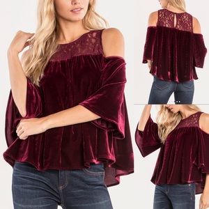 💕Miss Me Cold-Shoulder Velvet Top”